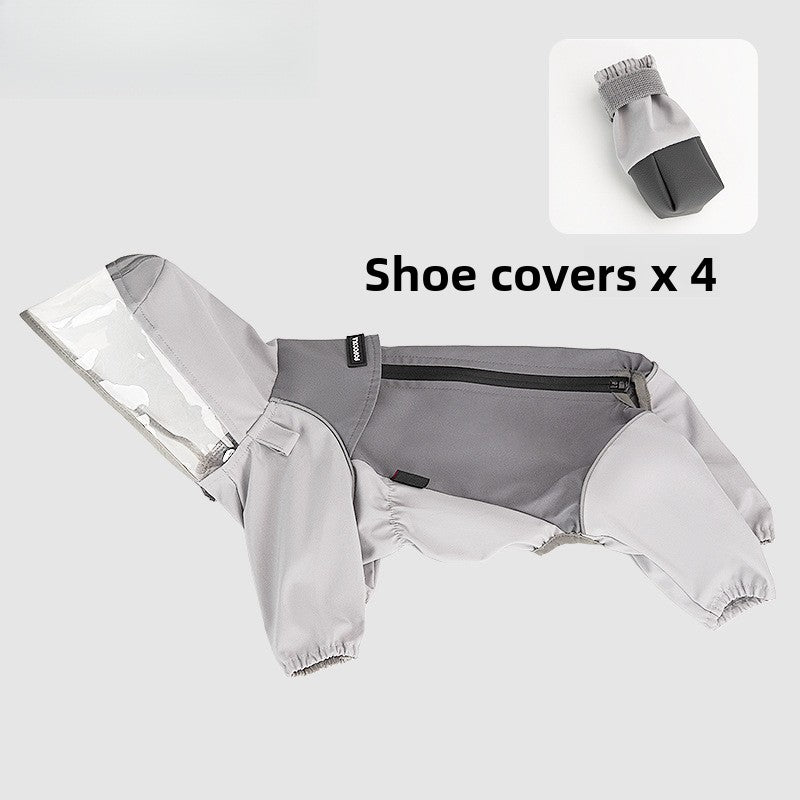 Waterproof dog raincoat with four feet