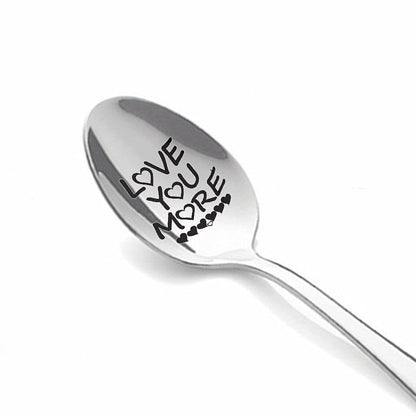 Stainless steel long-handled soup spoon