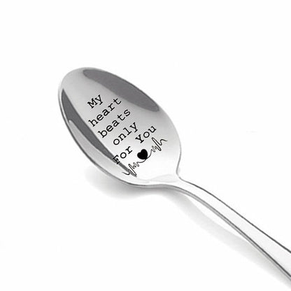 Stainless steel long-handled soup spoon
