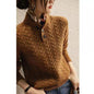 Solid Color Knit Sweater Women Retro Stand Collar Pullover