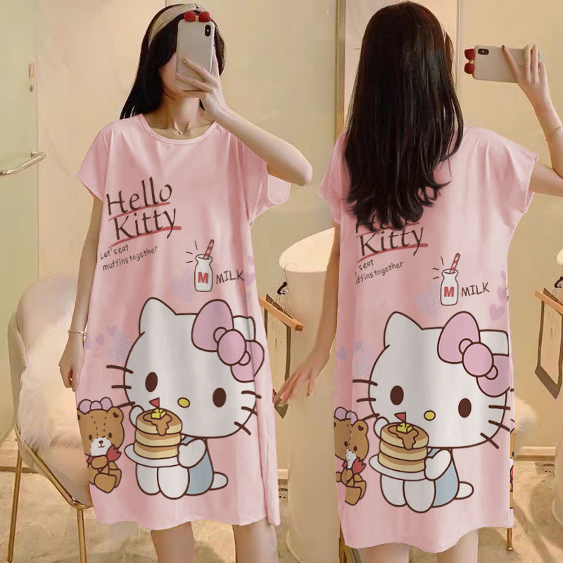 Cartoon loose short-sleeved nightgown