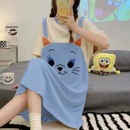 Cartoon loose short-sleeved nightgown