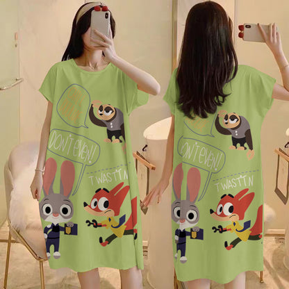 Cartoon loose short-sleeved nightgown