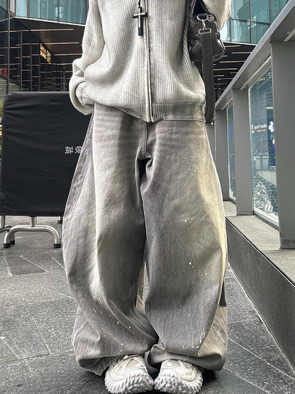 Ink-washed wide-leg jeans