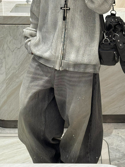 Ink-washed wide-leg jeans