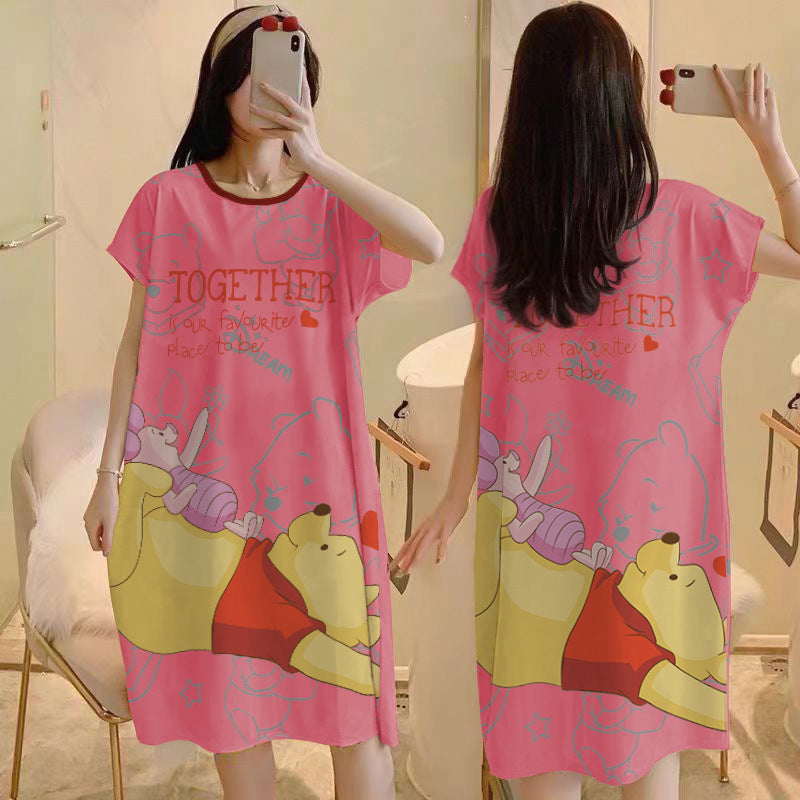 Cartoon loose short-sleeved nightgown