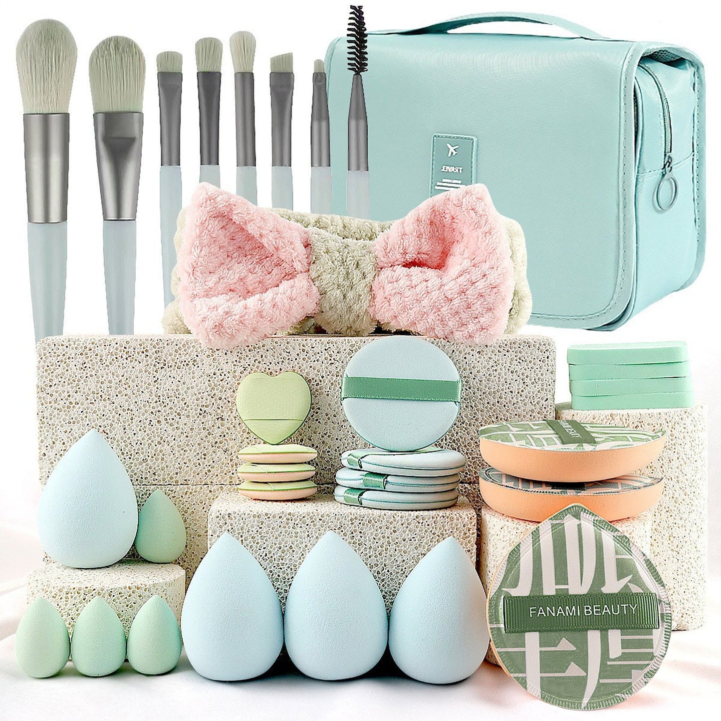 Professional Makeup Brush and Powder Puff Set 46 Pieces