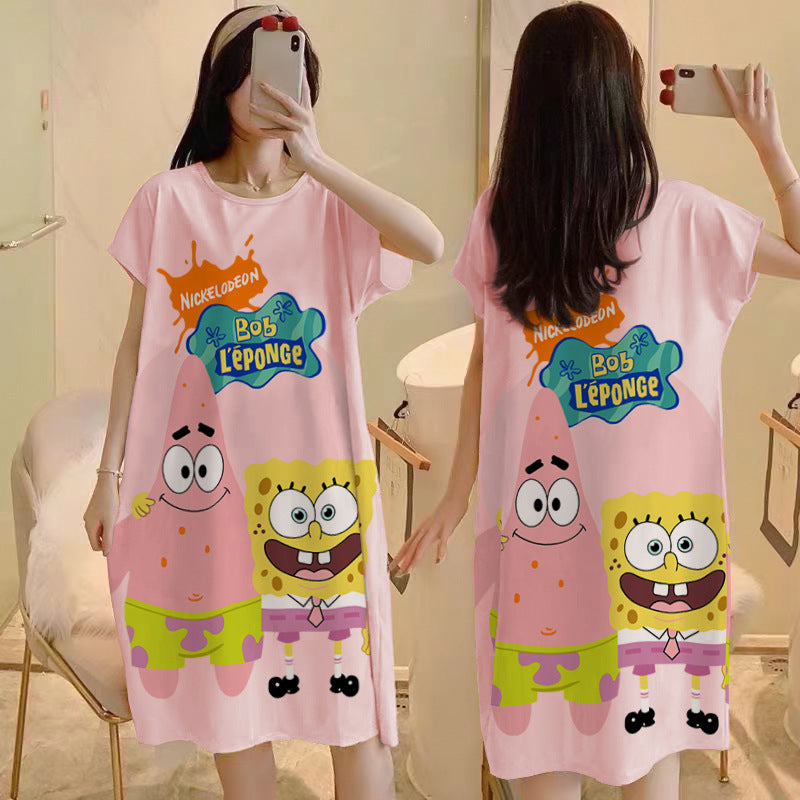 Cartoon loose short-sleeved nightgown
