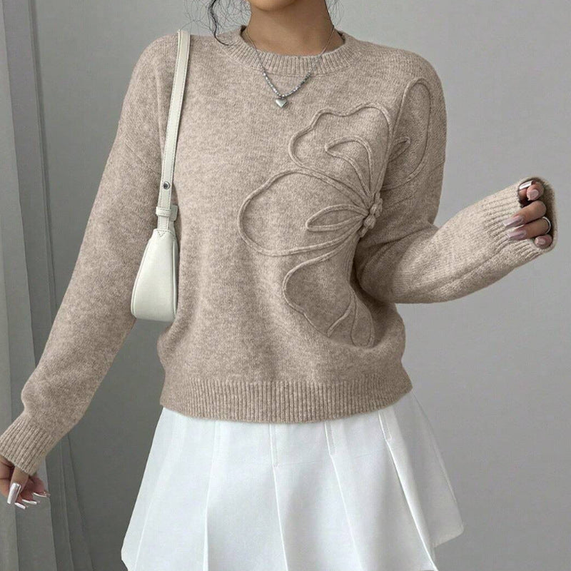 Floral Pattern Knitted Sweater