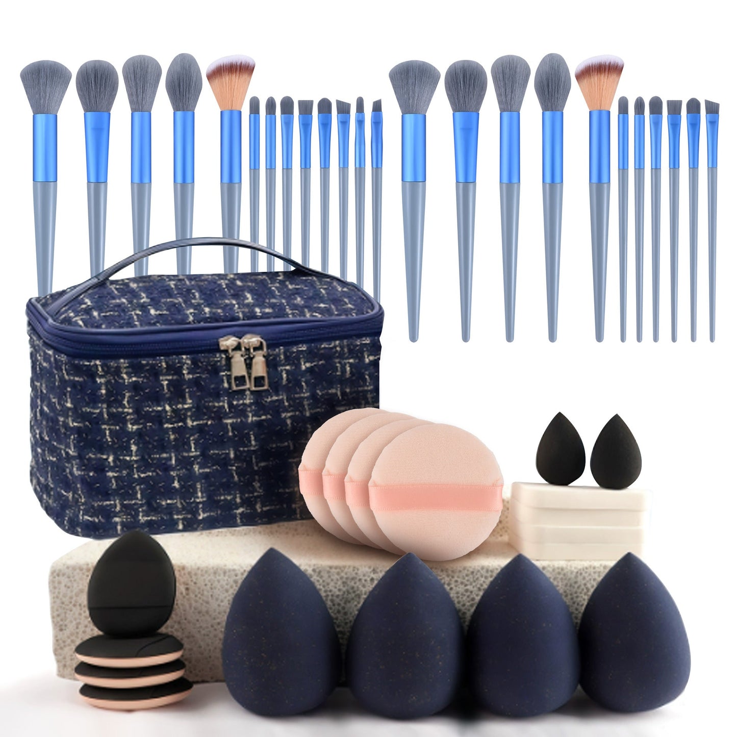 Professional Makeup Brush and Powder Puff Set 46 Pieces