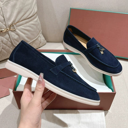 Women's Sheepskin Tassel Buckle Loafers