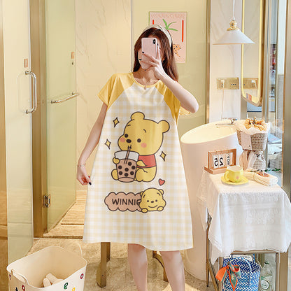 Cartoon loose short-sleeved nightgown